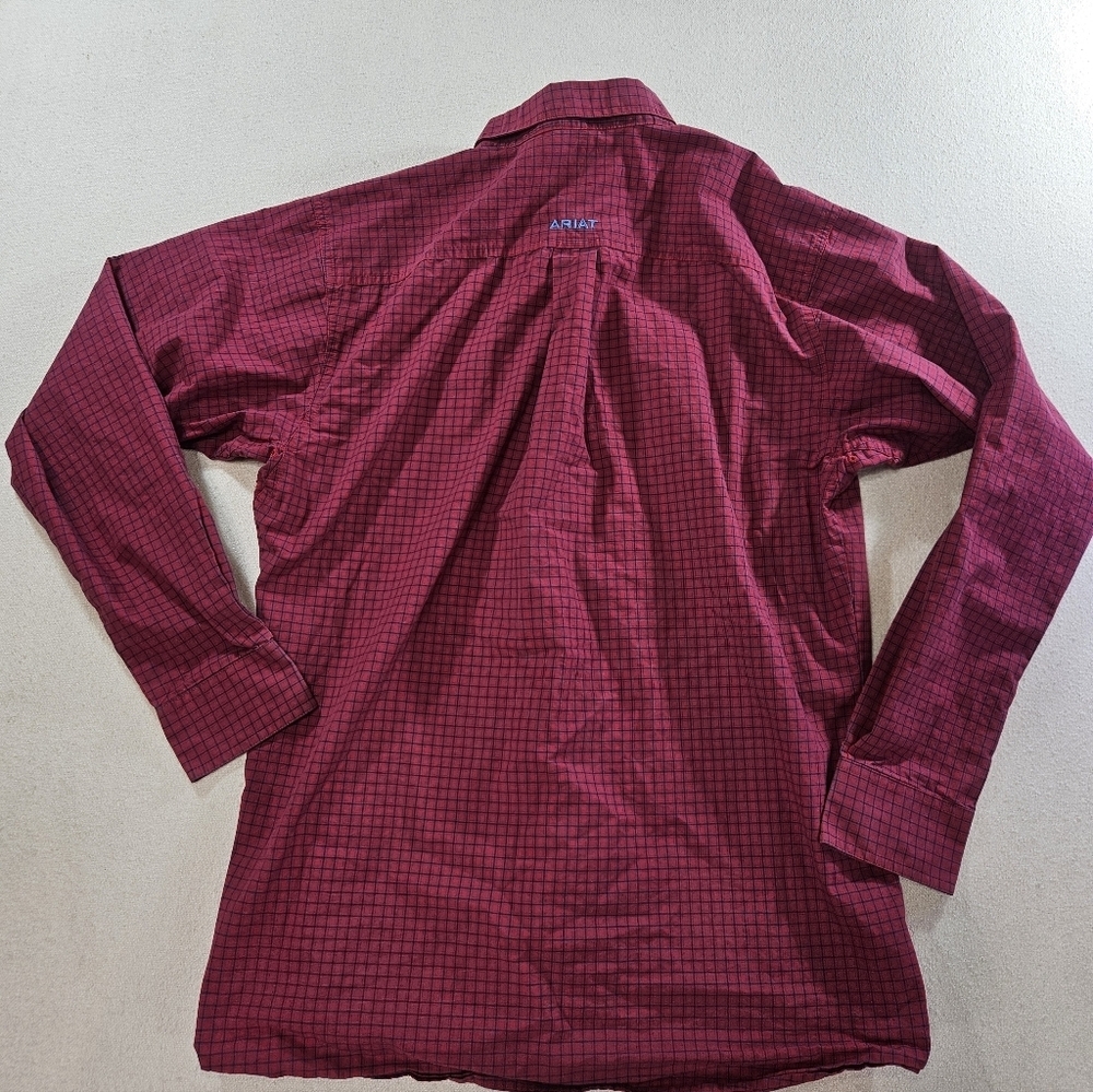 Ariat Pro Series Shirt Large Red Plaid Western Vent Fitted Button Down - Picture 8 of 9